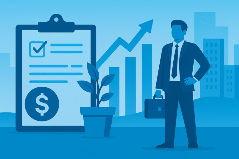 Modern office table with business loan documents, charts, and financial planning tools — representing the best small business loan for growth