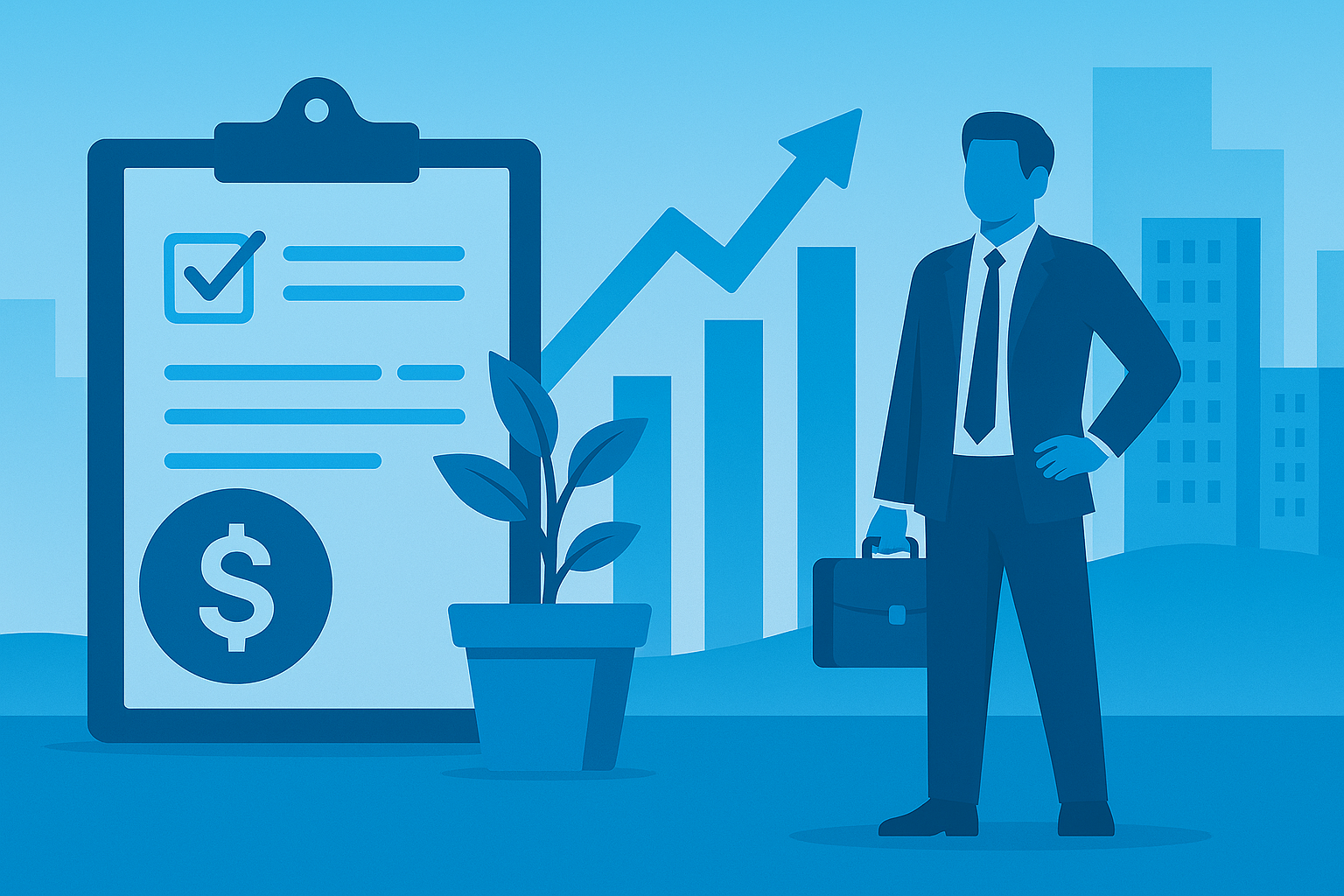Modern office table with business loan documents, charts, and financial planning tools — representing the best small business loan for growth
