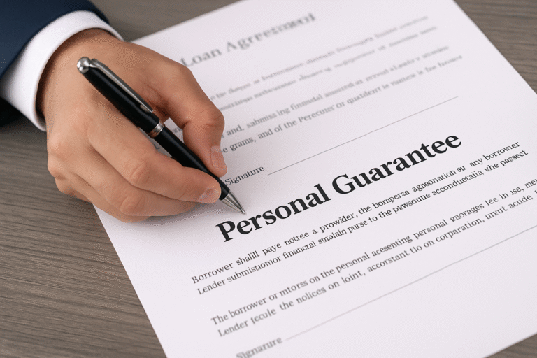 personal guarantee business loan — entrepreneur signing financing agreement