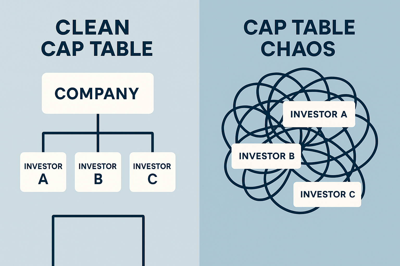 cap table management startup — clean vs messy ownership structure